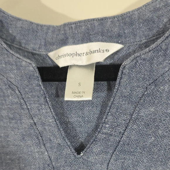 Christopher & Banks Blue Cuffed Sleeve T-Shirt - Picture 2 of 5